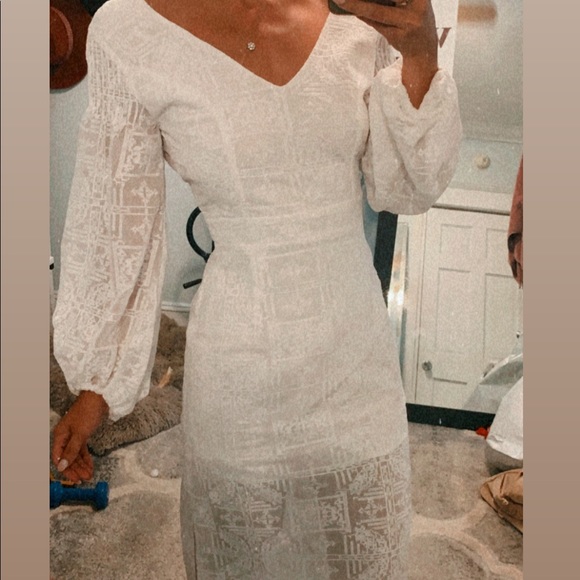 Long sleeve white bridal maxi closet sale - Picture 8 of 9